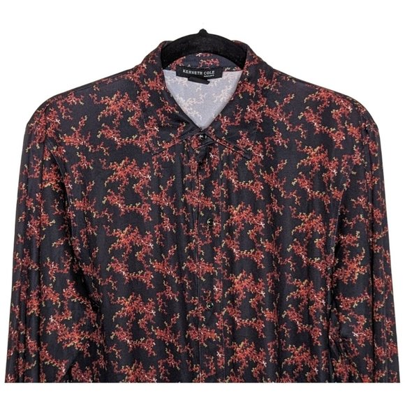 Kenneth Cole New York long sleeve polyester snap button‎ Mod Mens Shirt size L - Picture 3 of 7